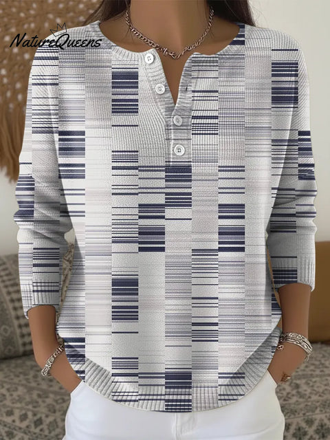 Minimalist Geometry Print Buttoned Cardigan Sweater