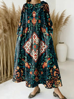 Women Floral Pattern Art Print Casual Denim Dress