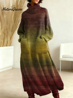 Women's Vintage Gradient Art Print Casual Cotton Knitted Dress