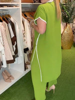 Elegant Contrast-trim Tie-detail Chiffon Longline Blouse
