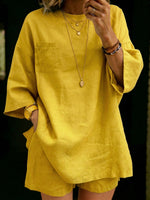 Cozy Loose-fit Cotton-linen Two-piece Set