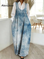 Women's Art Print Casual Cotton Denim Dress