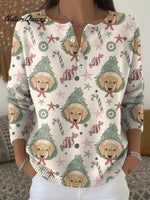 Women's Christmas Cute Dogs Casual Printed Sweater