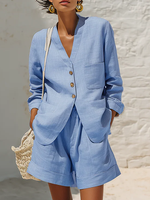 Casual And Minimalist Linen-cotton Two-piece Set