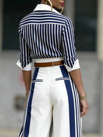 Elegant Artistic Striped Print Shirt