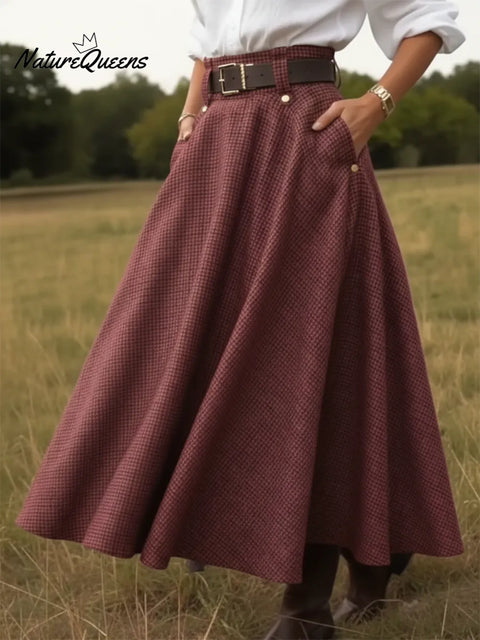 Women's Elegant High Waist Twill Umbrella Skirt