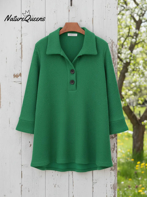 Women's Casual Stand-collar Button-up Pullover