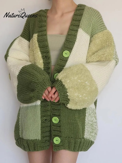 Women's Cozy Loose Plaid Cardigan