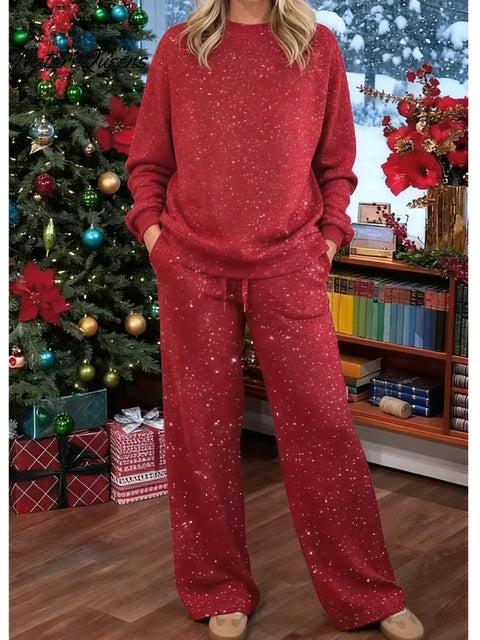 Women's Christmas Sparkling Sweatshirt and Pants Set