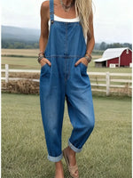 Women's Casual And Fashionable Cotton Denim Jumpsuit