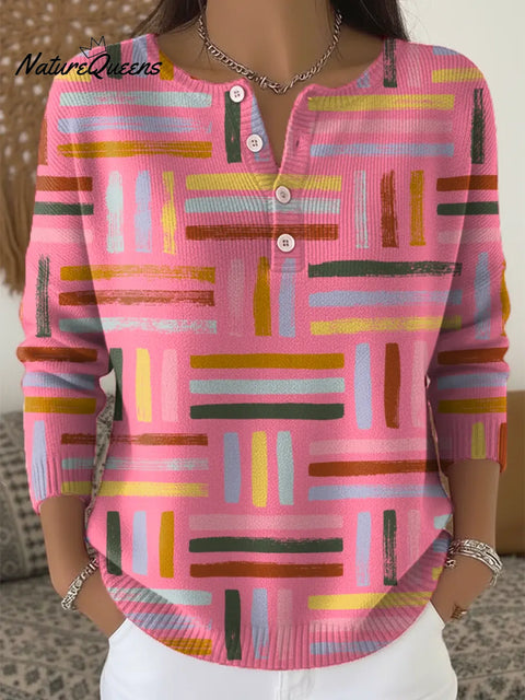 Women's Abstract Pattern Art Print Casual Cardigan Sweater