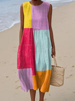 Women's Geometric Pattern Art Print Casual Cotton Dress