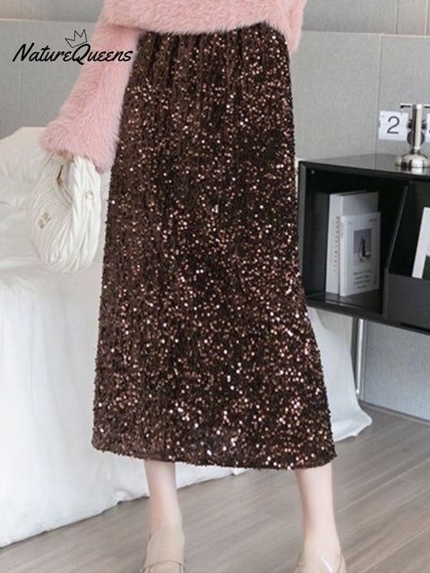 Women's Elegant Velvet Sequin Skirt