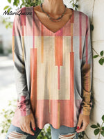 Women's Lovely Floral Flowers Pattern Art Print V-neck Casual Cotton T-shirt