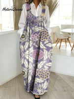 Women's Floral Pattern Art Print Casual Cotton Denim Dress