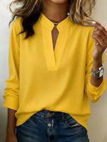 Minimalist V-neck Cotton Shirt Top