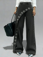 Casual And Stylish Jeans With Metal Buckles.