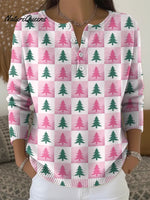 Women's Plaid Christmas Tree Casual Printed Sweater