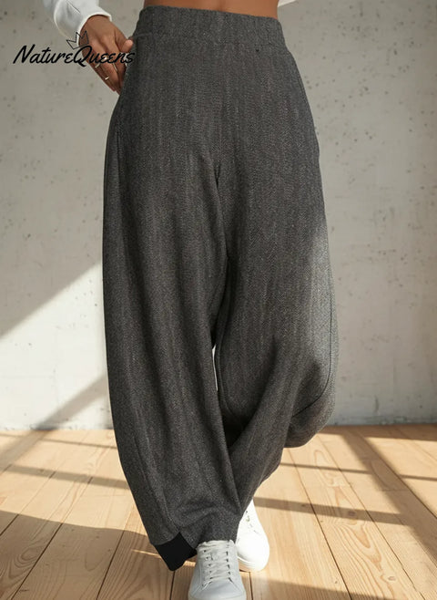 Autumn/winter Loose Herringbone Side Color-blocked Trousers