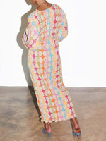 Women's Stylish Print V-neck Casual Lantern Sleeves Elegant Dress