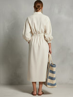 Linen And Cotton Dress With Drawstring Waist