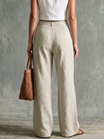 Women's Solid-color High-waisted Loose-fit Cotton-linen Wide-leg Pants