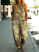 Women's Flowers Floral Casual Cotton Vest Denim Jumpsuit