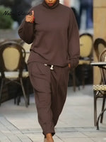 Women's Comfortable Casual Cotton Sweatshirt and Pants Two-Piece Set