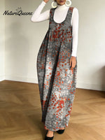 Women's Vintage Mottled Pattern Casual Square Collar No Sleeve Dress