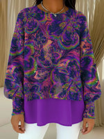 Visually Striking Floral Decorative Patterns Women's Casual Round Collar Long Sleeve Sweater