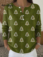 Women's Cute Christmas Tree Casual Printed Sweater