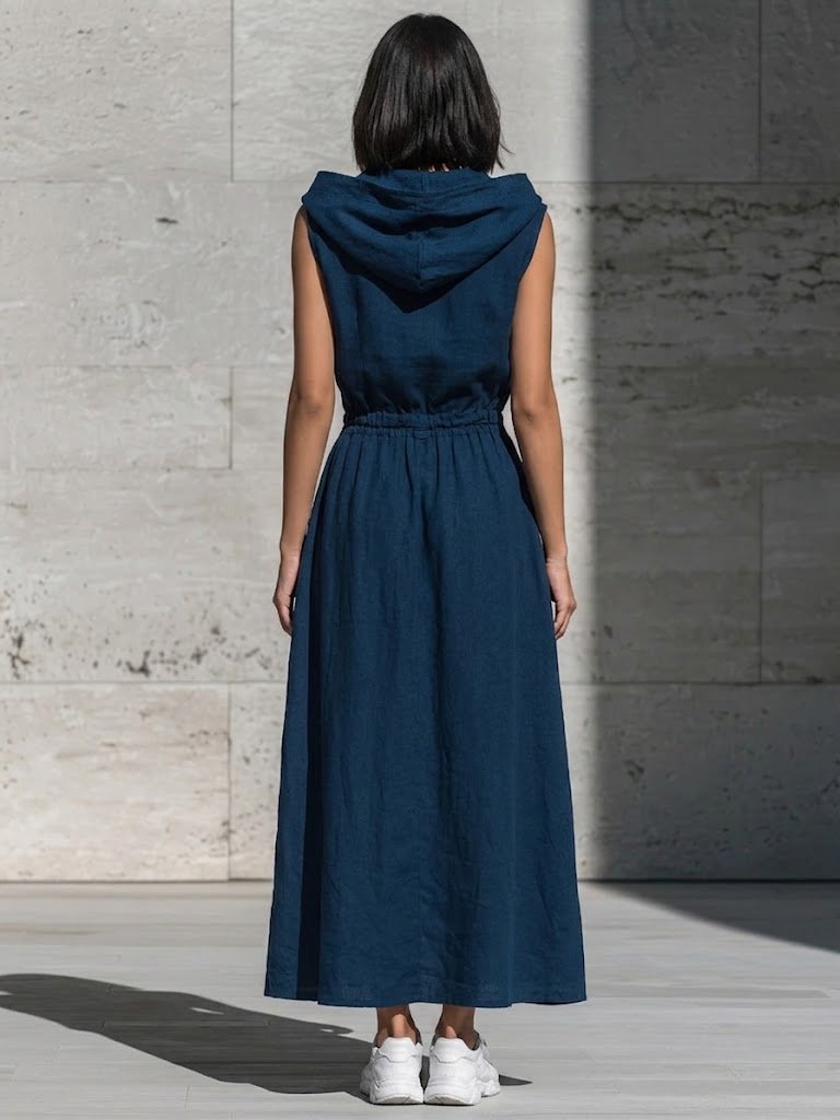 Women's Workwear Style Casual Hooded Sleeveless Maxi Dress