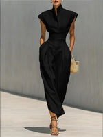 Waist-cinching Linen And Cotton Sleeveless Dress