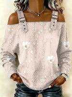 Women‘s Vintage Flower Pattern Art Print Casual CottonShirt