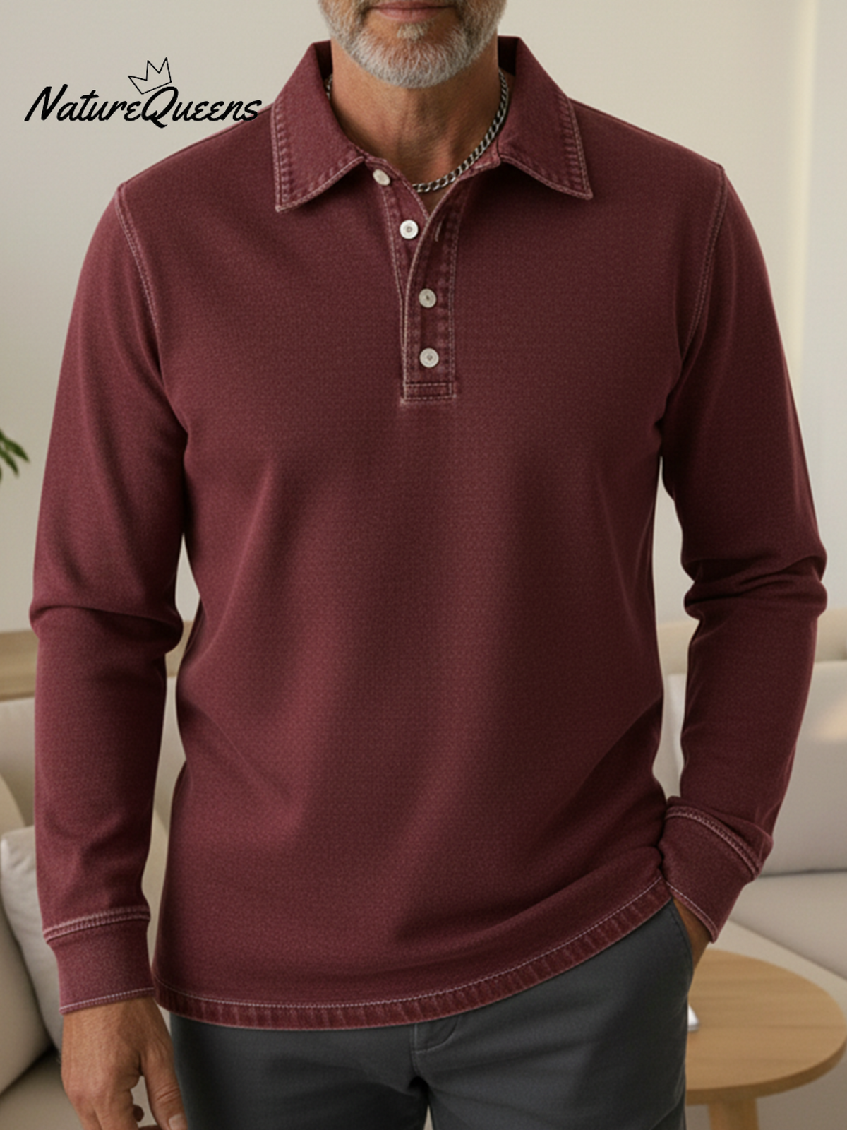 Casual Loose-fitting Polo Button-up Denim Sweatshirt