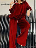 Women's Velvet Hooded Sweatshirt And Pants Two-piece Set