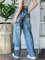 Women's Vintage Pattern Art Print Casual Cotton Denim Jeans