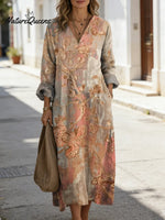 Women's Floral Art Print Casual Cotton Dress
