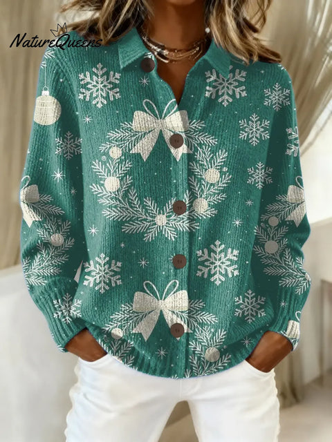 Women's Christmas Snowflake Pattern Art Print Casual Sweater