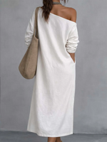 Casual Off-the-shoulder Linen-cotton Dress