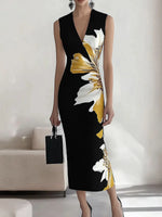 Women's V-neck Elegant Printed Dress