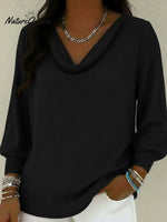 Cozy Vintage Cowl Neck Lantern Sleeve Pullover