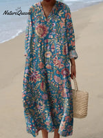 Women's Vintage Flower Art Print Casual Dress