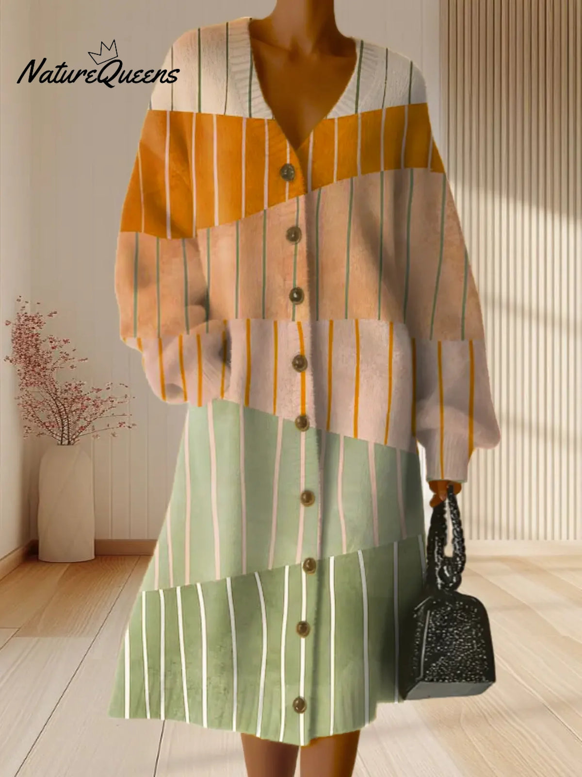 Women's Geometric Pattern Art Print Casual Cotton Dress