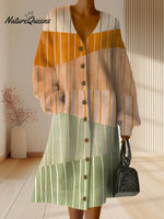 Women's Geometric Pattern Art Print Casual Cotton Dress