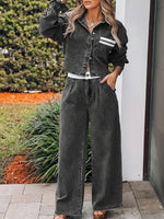 Casual Denim Shirt And Jeans Two-piece Set