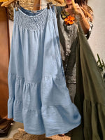 Women's Solid-color High-waisted A-line Cotton-linen Skirt