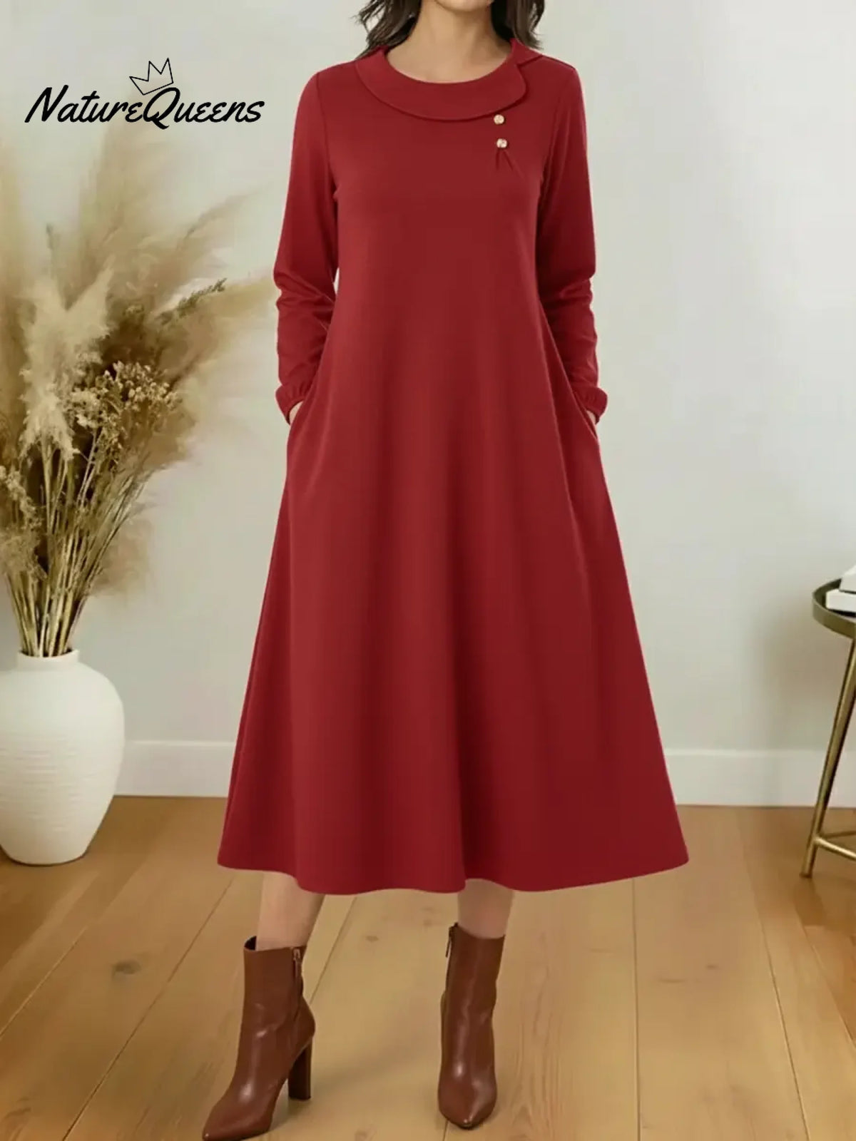 Women's Cozy Long-sleeved Cotton Dress