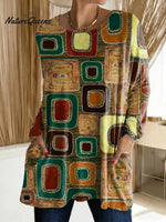 Women's Abstract Geometric Pattern Art Print Casual Cotton T-shirt