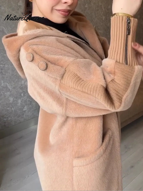 Women's Angolan Leopard Print Zip-Up Hooded Coat